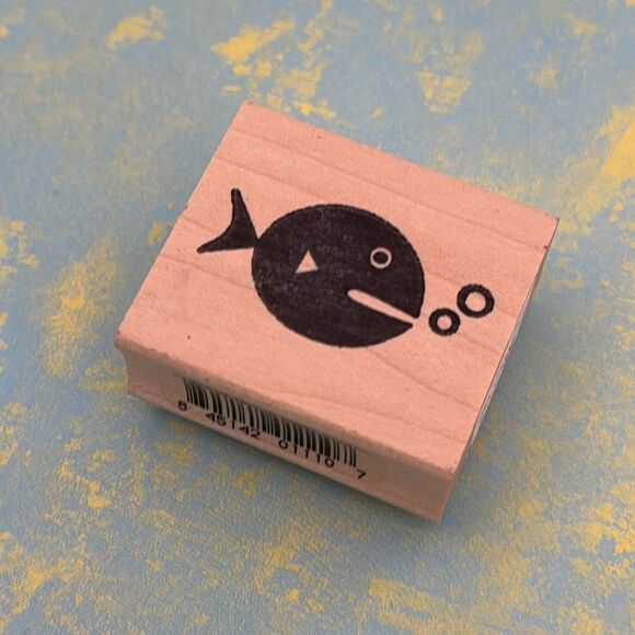 Rubber Stamp Fish with Bubbles by Yasuyo Dunnutt for Rubber Soul - Picture 1 of 5